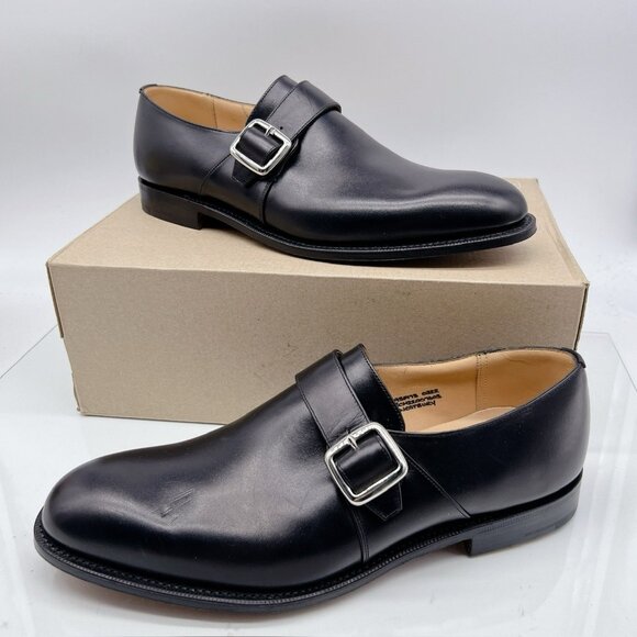 Church's WESTBURY 173 Monk Strap Dress Shoes Black Leather US 10.5- MADE ENGLAND - Picture 1 of 13